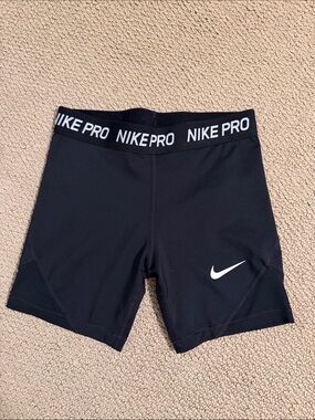 Nike Black Kids Pro Shorts with White Swoosh
